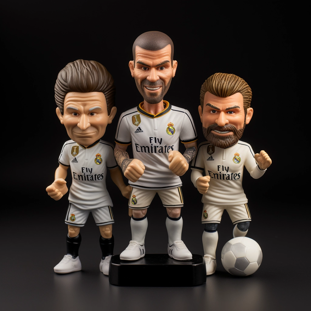 zidane beckham and figo in real madrit shirt bobblehead action figure